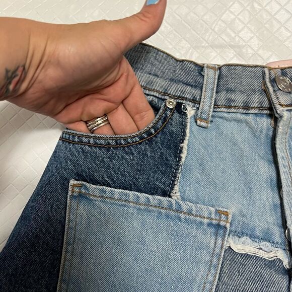 Revice Matchmaker Shorts Patchwork Denim Distressed Cutoffs Festival Size 26 - Picture 8 of 13